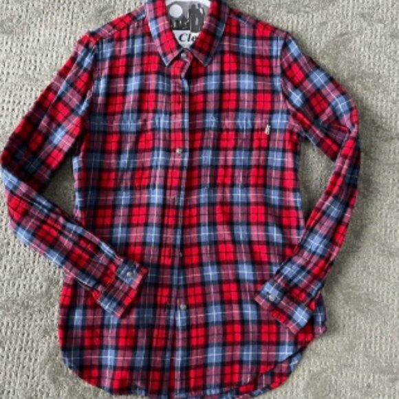 EUC Women's Vans Flannel size Medium in Red Multi-Color - Picture 1 of 7